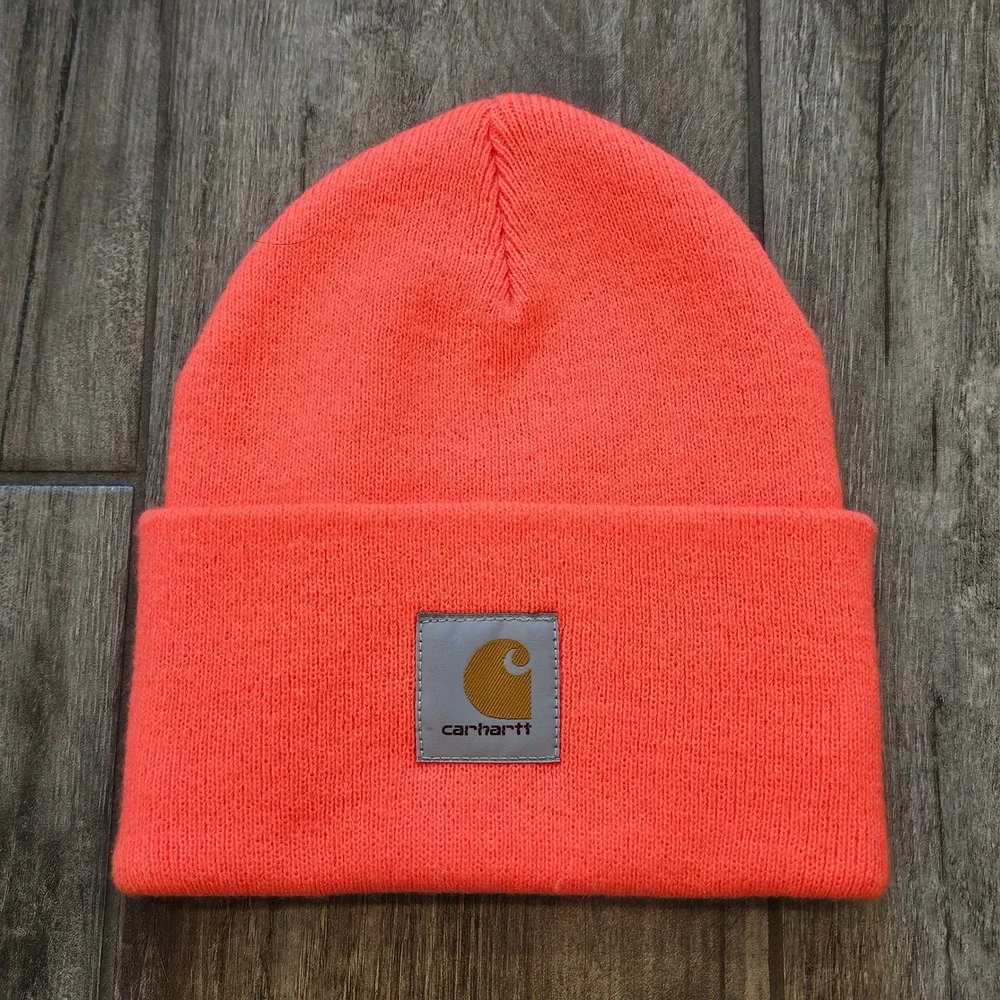 Carhartt‎ A18 Rib-Knit Beanie Hat Neon Orange Size OS Workwear Streetwear Gorp